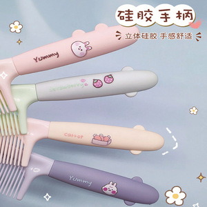 Cute Cartoon Hair Comb Large Teeth Portable For Home Use With Soft Silicone Handle For Girls Long Hair Smoothing - Product Image 1