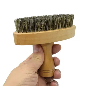 Brocha de afeitar para hombre con cerdas de jabalí, brocha portátil para Barba natural