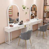 Table de maquillage professionnelle au design moderne et simple avec plateau en marbre BTDT061 avec miroir à LED pour mariage ou salon
