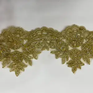 थोक काले crochet खिंचाव beading फीता ट्रिम