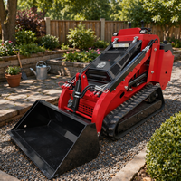 Mini-chargeuse compacte sur pneus avec trancheuse et autres accessoires pour travaux de construction et agricoles