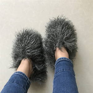 Mode fourrure pantoufle femmes chaussures mongole <span class=keywords><strong>peau</strong></span> de <span class=keywords><strong>mouton</strong></span> diapositives fourrure peluche maison sandales hiver diapositives pantoufle en gros - Product Image 4