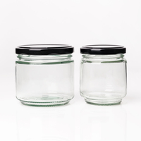 Pot en verre rond de vente chaude de 400ml avec couvercle en métal pour le cornichon de confiture de miel de sauce
