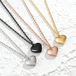 Mặt dây chuyền hình trái tim có thể tùy chỉnh Ywyougang 16mm bằng thép không gỉ mạ vàng hồng, unisex, kèm dây chuyền, quà tặng - Product Image 1
