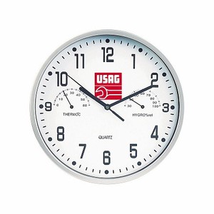 Usag Horloge murale avec thermo-hygromètre, affichage analogique, mouvement à quartz en métal 3783 B - Product Image 1
