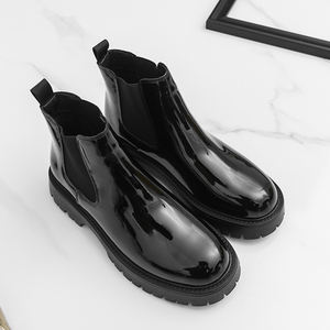 Nouvelles bottes en cuir pour hommes à bout rond, grande taille, à semelle épaisse, style Chelsea pour hommes d'affaires - Product Image 6