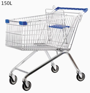 Euro Style <strong>Supermarket</strong> Hand <strong>Trolley</strong> with 4 Wheels Used Steel Shopping Cart From <strong>China</strong> Factory - Product Image 2