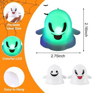 เทียนฮาโลวีนแบบไร้เปลวไฟสีขาวนำเทียนสีสันสดใสสำหรับตกแต่งบ้านในวันฮาโลวีนตกแต่งธีมปาร์ตี้เครื่องประดับโต๊ะ - Product Image 2