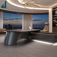 Meja Kantor Bentuk L Mewah Modern Berteknologi Tinggi dengan Rangka Kayu Tahan Lama, Laci Arsip, Ideal untuk Kantor CEO & Penggunaan di Rumah