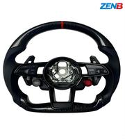 Accesorio Interior de Auto Nuevo, Volante de Cuero con Fibra de Carbono y Botón de Encendido, Compatible con el Volante del Audi R8