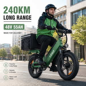 Bicicleta de carga con llantas gruesas de 20 pulgadas, motor sin escobillas de 750W, cuadro de aluminio, freno de disco, bicicleta eléctrica para desplazamientos. - Product Image 1