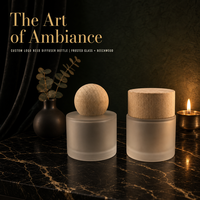 Bouteille en verre vide pour huiles essentielles 30ml/50ml, flacon diffuseur givré rechargeable avec bouchon en bois naturel, emballage personnalisé