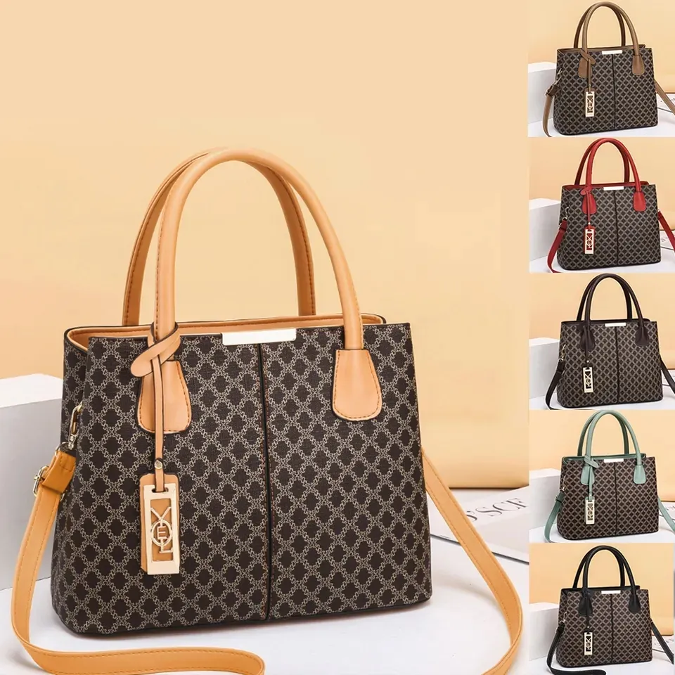 Tas jinjing populer dompet kulit Pu dan tas tangan hitam tas tangan wanita mewah tas kasual modis untuk wanita