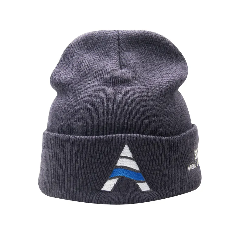 BSCI OEM Embroidered Knitted Hat Wholesale Unisex Warm Winter Cap Outdoor Blank Cuffed Beanie