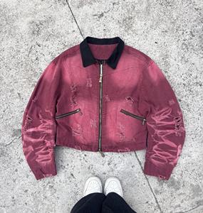 سترة عمل ديترويت للرجال مخصصة من الشركة المصنعة مع شعار مطرز وتطريز بالترتر على قماش الدنيم القطني - Product Image 3