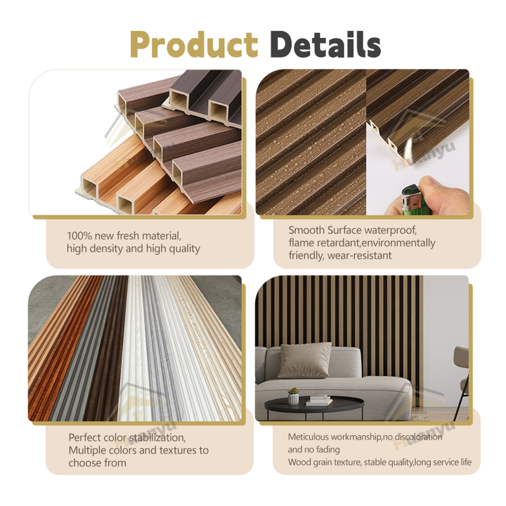Wood Grain Veneer Wpc Board Wall Grille Panel for Indoor Background ...