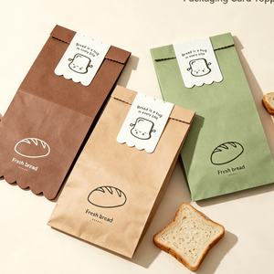 Étiquettes suspendues pour pain en style minimaliste, en papier couché de haute qualité, bord festonné, cartes pliables pour boulangerie - Product Image 2