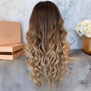 Parrucca con Coda Alta Ombre Marrone <span class=keywords><strong>Cenere</strong></span>, Onda Morbida, Doppio Filamento, <span class=keywords><strong>Capelli</strong></span> Umani Kosher, Parrucca Frontale in Pizzo HD 360 Trasparente - Product Image 6