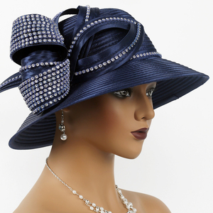 تخفيضات كبيرة جميلة حجر الراين قبعات بيضاء للكنيسة أنيقة امرأة راقية قبعة الكنيسة الزفاف سيناماي ديربي قبعات الكنيسة - Product Image 1