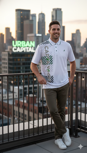 Chemise polo blanche en polyester avec impression par sublimation. fabriqué en micro-polyester 145-150 g/m² - Product Image 5