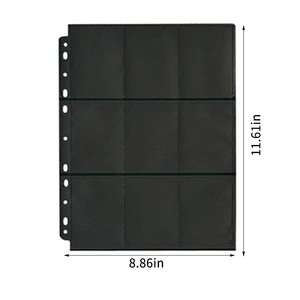 <span class=keywords><strong>Fogli</strong></span> Protettivi Neri per Carte Collezionabili con 9 Tasche, Pagine Protettive per Carte da Baseball Fabmaker per Raccoglitore a 3 Anelli, <span class=keywords><strong>Fogli</strong></span> Protettivi per Carte con 11 Fori - Product Image 3