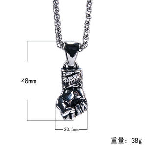 Joyería de comercio exterior transfronterizo al por mayor Europa y los Estados Unidos popular puño de acero inoxidable colgante de boxeo hop Street - Product Image 2