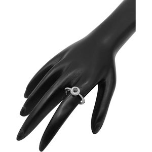 Anillo de Compromiso Jewelspaark con Halo de Diamantes Negros, Oro Blanco de 10k, Corte Brillante Redondo Natural de 1.09 Cttw, Moderno para Mujer - Product Image 5