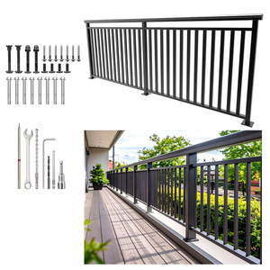 Système de garde-corps en aluminium sur mesure <span class=keywords><strong>pour</strong></span> porche, terrasse, balcon et <span class=keywords><strong>escalier</strong></span>, avec <span class=keywords><strong>quincaillerie</strong></span> complète, installation facile <span class=keywords><strong>pour</strong></span> extérieur et intérieur, garantie de 2 ans - Product Image 1