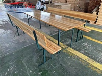 Vente directe d'usine, table de pique-nique/barbecue en bois pliable de haute qualité, gain de place, antirouille, avec dossier