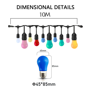 Bóng Đèn Nhiều Màu 10M Đèn Dây <span class=keywords><strong>LED</strong></span> Ngoài Trời 220V A45 PC Đèn Đỏ Xanh Dương Vàng Trắng Xanh Lá Hồng Trang Trí Sân Vườn - Product Image 2