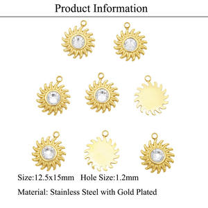 Factory Wholesale Stainless Steel Pendant Making <strong>Supplies</strong> Cut Out Moon Star Center Stone Charms for <strong>Jewelry</strong> Components - Product Image 3