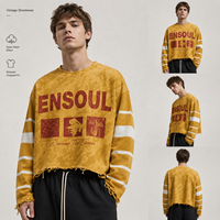 Sweat-shirt surdimensionné à col rond et épaules tombantes, coupe courte, en coton épais 420 GSM, imprimé numérique, effet vieilli, pour hommes, personnalisable OEM