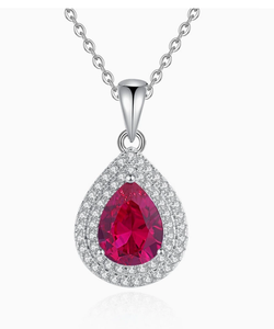 Conjunto de Joyería de Plata con Rubíes, Anillo con Colgante de Corte Pera, Chapado en Rodio, Joyería Fina de Lujo para Compromiso de Mujer - Product Image 4