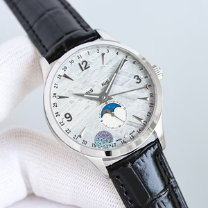 Reloj de Lujo Personalizado, Mecánico Automático, Esfera Plateada Texturizada, Diseño Celestial con Triple Fecha, Caja de Acero Plateado, para Caballeros - Product Image 1