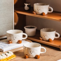 Mug Keramik Bentuk Kaki Lucu 350ml, Cangkir Kopi Kartun Under-glaze, Hadiah Unik untuk Teman, Peralatan Minum Super Lucu untuk Penggunaan Sehari-hari