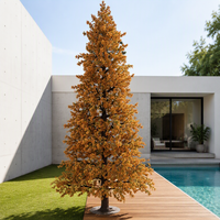 Grand arbre artificiel personnalisé en fibre de verre, type Penglai Pine ou Metasequoia, couleur orange, pour la décoration paysagère des parcs à thème