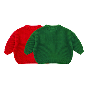 Hot Selling Customized Winter Long Sleeve Kids Knit Pullover <strong>Jumper</strong> Tops Solid Color Wholesale <strong>Christmas</strong> Baby <strong>Girl</strong> Sweater - Product Image 2