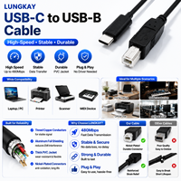 Câble d'imprimante LUNG KAY USB-C vers USB-B 2.0, cordon de transfert de données haute vitesse pour scanner, contrôleur MIDI, clavier Yamaha OEM