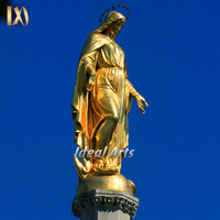 Statue de la Vierge Marie en bronze doré, idéale pour les arts religieux catholiques, à vendre