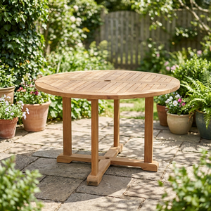Latest Design Modern Garden Wooden <b>Folding</b> <b>Dining</b> <b>Table</b> Round Handmade Teak Wood From Indonesia for Outdoor & Hotel Use - Product Image 2