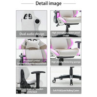 Chaise de jeu sur ordinateur avec lumières LED RVB, cuir synthétique, conception ergonomique, hauteur et accoudoirs réglables, pivotant à 360 degrés