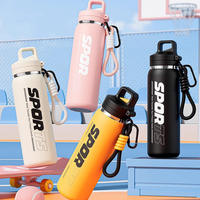 Gobelet isotherme portable en acier inoxydable de grande capacité, avec couvercle et sangle, pour les voyages, les sports de plein air, le camping, personnalisable