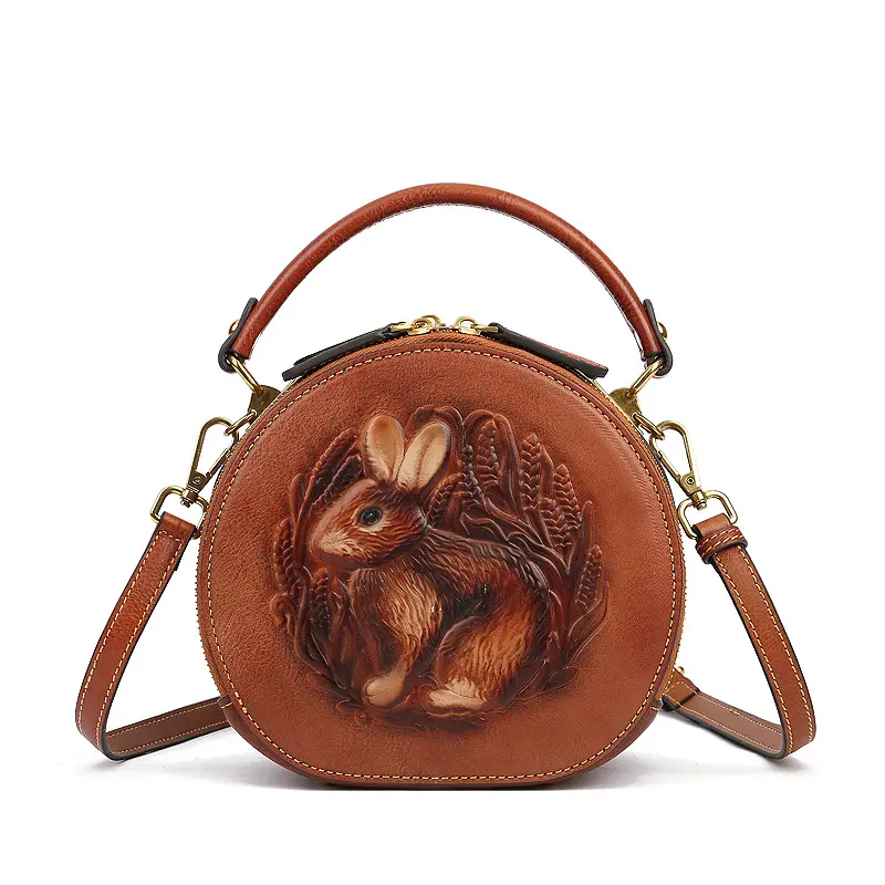 new arrive vintage handmade leather carved bag cross-body handbag genuine leather ethnic style shoulder tote bag
