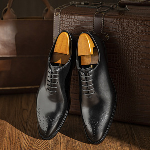 High End Men's Genuine Leather Formal Shoes <b>Pointed</b> Toe British Style Oxford for Business Big Size - Product Image 5