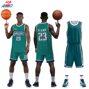 Ensemble d'uniformes de basketball respirants brodés en maille pour jeunes, maillot de basketball réversible pour hommes - Product Image 2