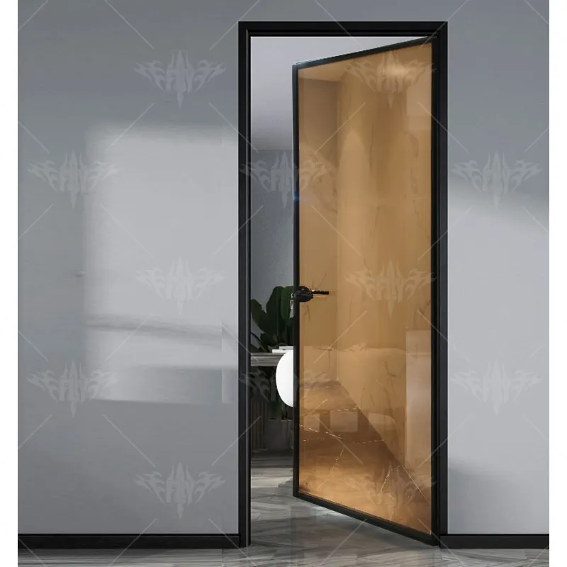 Modern Simple Design Interior Closet Wardrobe Narrow Frame Slim Aluminum Glass Sliding Door