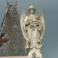 Taidian — pierre en granit blanc, amulette en pierre brute sculptée d'ange, commémoratifs de marbre