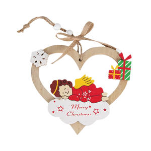 Adorno colgante de madera con forma de corazón, pintado a mano a todo color, decoración navideña para árbol, hogar y festividades. - Product Image 1