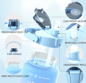 Bouteille d'eau motivante 3 en 1 2000 ml 750 ml 300 ml Ensemble <span class=keywords><strong>de</strong></span> 3 bouteilles d'eau en plastique pour <span class=keywords><strong>la</strong></span> salle <span class=keywords><strong>de</strong></span> sport et les sports avec marqueur <span class=keywords><strong>de</strong></span> temps - Product Image 5