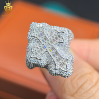 Bague en argent 925 pour homme avec moissanite VVS1, style hip-hop, sertie de moissanites, bijoux de haute qualité, passe le testeur de diamant, vente en gros